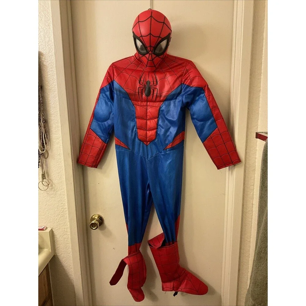 Disguise  KIDS SPIDER-MAN PADDED JUMPSUIT COSTUME W/ GLOVES & MASK SIZE 6~8 - Picture 3 of 7